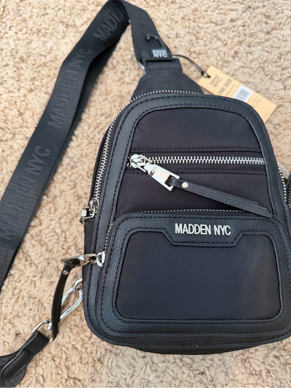 Madden NYC Black Mini Sling Belt Bag